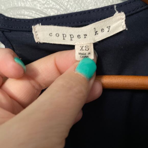 Copper Key Navy Flutter Sleeve Stretch Romper Attached Spaghetti Strap Tank XS - Picture 6 of 14